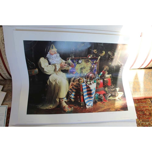 412 - A selection of three limited edition prints, two depicting Christmas scenes, the other of puppies