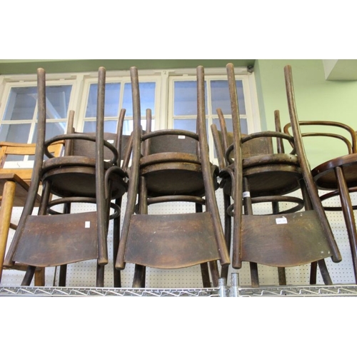 115 - A set of six plus one other bentwood chairs.