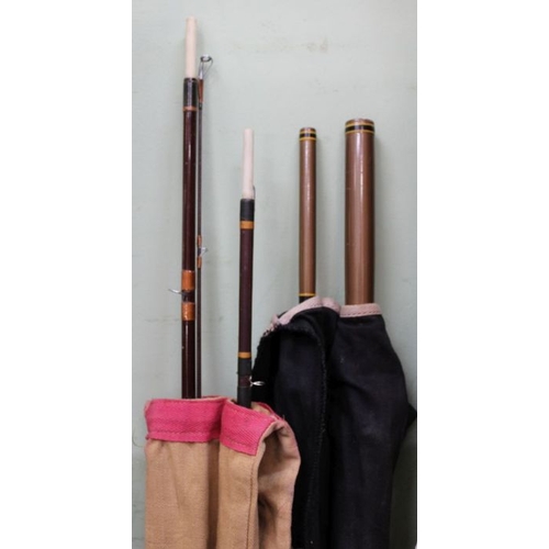 20 - Gordons by Hardy glass fibre fishing road, a pair of fly fishing rods by Wookes of York Ltd