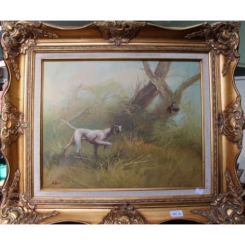 32 - A Gundog oil on canvas signed by 