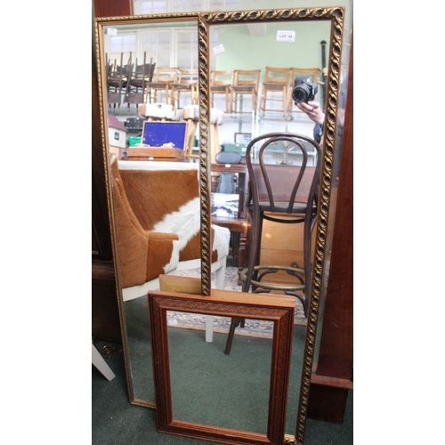 39 - Two gilt framed Robing mirrors plus a small plain mirror.