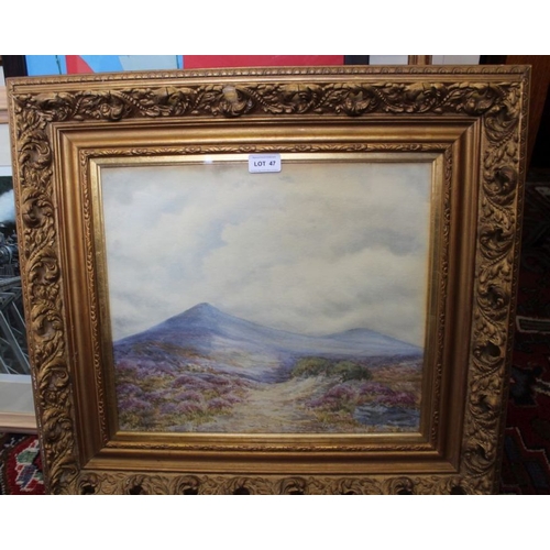 47 - H. Robinson watercolour Landscape mountain scene in gilt frame.