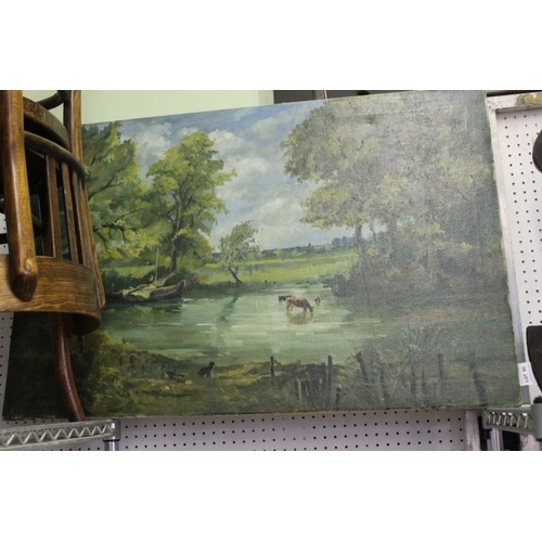 93 - A landscape scene oil on canvas not framed.