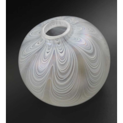 102 - A 20th century opalescent globular glass posy vase, in Lalique style, signed 