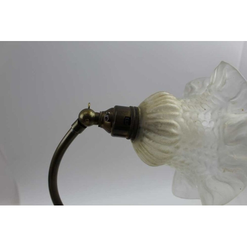 133 - To brass table lamps with opaque glass fluted rim shades