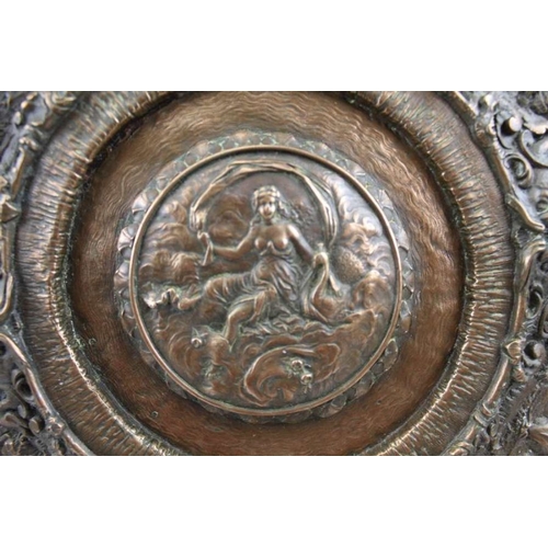 138 - A late 19th century electrotype embossed circular plaque, Classical decoration, in the manner of Elk... 