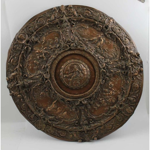 138 - A late 19th century electrotype embossed circular plaque, Classical decoration, in the manner of Elk... 