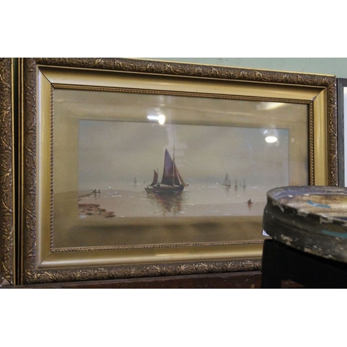 145 - Becker, pair of watercolour paintings, sail boats, signed in gilt frames