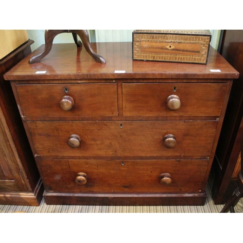 152 - A 19th century mahogany four drawer chest. 77 x 89 cm.