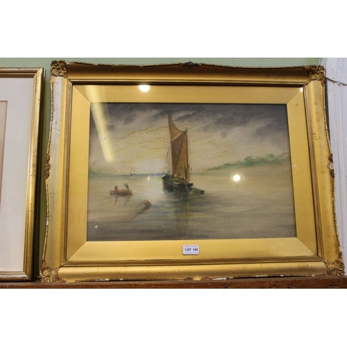 185 - T. Westcott - early 20th century water colour study of a Wherry on the broads. 34 x 51 cm. signed an... 