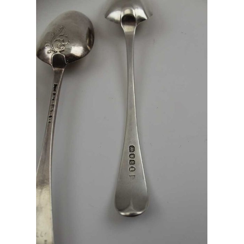 19 - Peter and Ann Bateman, a silver table / soup spoon, London 1794, together with an 18th century silve... 