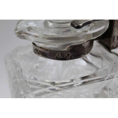 2 - George Betjemann & Sons, a late Victorian silver mounted locking square cut glass spirit decanter, L... 