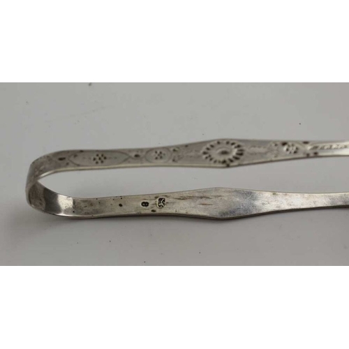 29 - Richard Sawyer, a George III pair of silver sugar tongs, Dublin 1817, a pair of late 18th century su... 