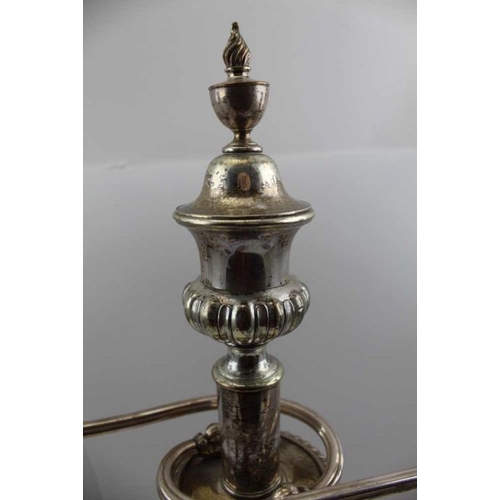 49 - A pair of silver plated table candelabra, removable fitted twin branch mounts, Georgian design, 53cm... 