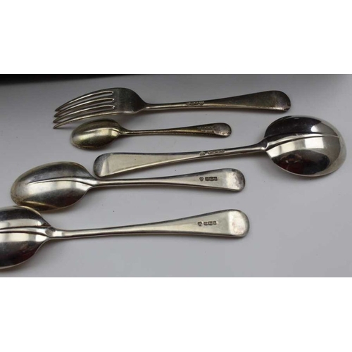 54 - Harrods Ltd. A part canteen of silver cutlery for six, of rattail design, varying years and assay of... 