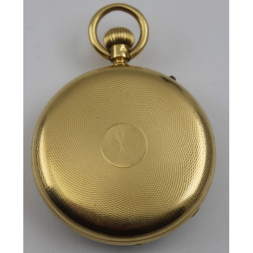 62 - An 18ct gold cased gentleman's pocket watch, the white enamel dial with Roman numerals, and secondar... 