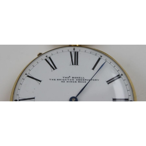 62 - An 18ct gold cased gentleman's pocket watch, the white enamel dial with Roman numerals, and secondar... 