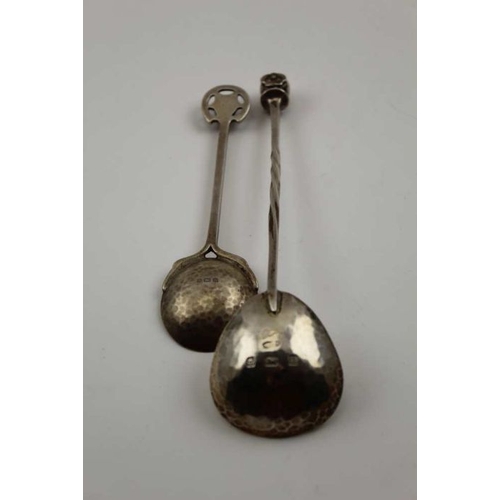 8 - Albert Edward Jones (1878-1954) and Arts & Crafts design silver spoon, hammered pear shape bowl, the... 