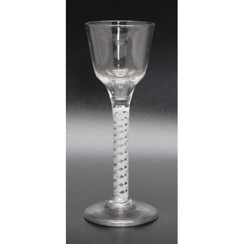 84 - An 18th century Opaque twist Ogee Bowl glass circa 1765, 15cm high