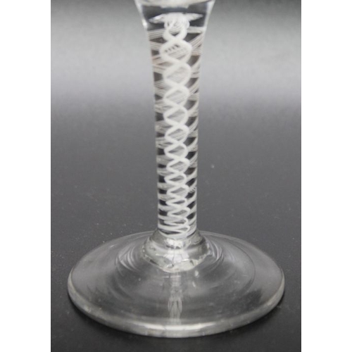 87 - An ale glass with cotton twist stem, on circular platform foot, 14.5cm