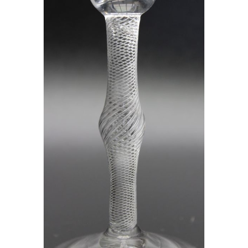 90 - An 18th century pan top air twist glass circa 1760, 14.8cm high