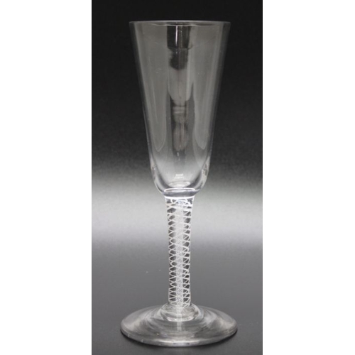 95 - An ale glass with tapering bowl, cotton twist stem and circular platform foot, 17.5cm high