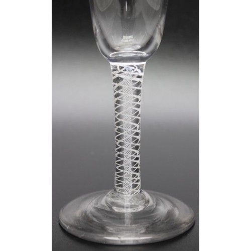 95 - An ale glass with tapering bowl, cotton twist stem and circular platform foot, 17.5cm high