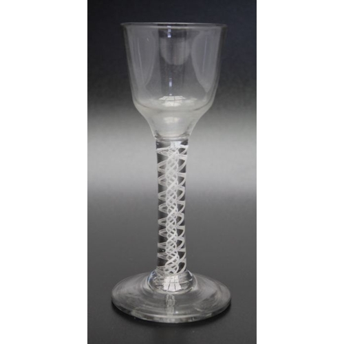 97 - An 18th century opaque twist glass, ogee bowl circa 1770, 14cm high