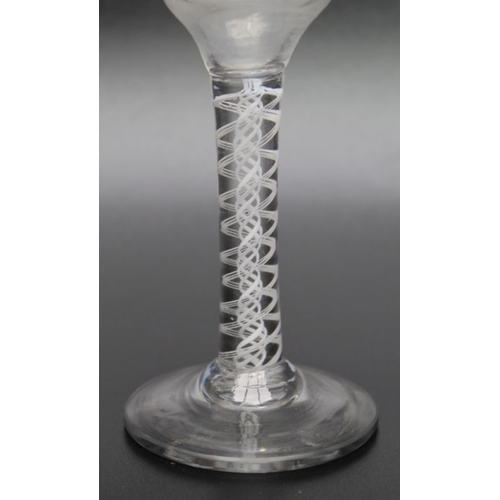 97 - An 18th century opaque twist glass, ogee bowl circa 1770, 14cm high