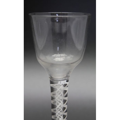 97 - An 18th century opaque twist glass, ogee bowl circa 1770, 14cm high