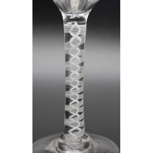 98 - An 18th century double series opaque twist glass, circa 1765, 14.3cm high