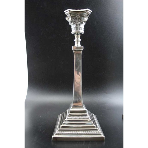 1 - Alexander Smith, A pair of Regency design silver candlesticks, composition capitals with removable d... 