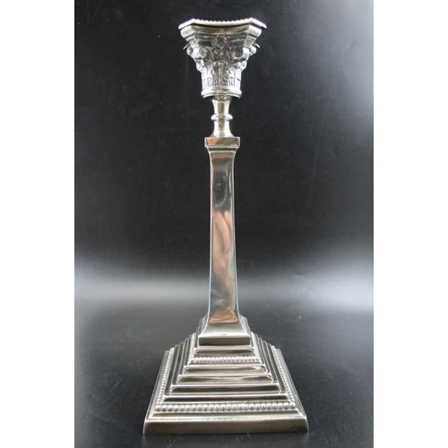 1 - Alexander Smith, A pair of Regency design silver candlesticks, composition capitals with removable d... 