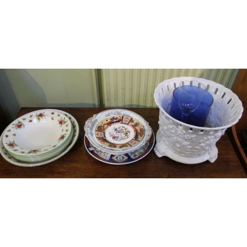 136 - A selection of domestic pottery and glassware to include five extra large 