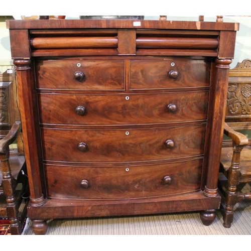 159 - A possibly Scottish large mahogany chest of drawers, 139cm x 128cm