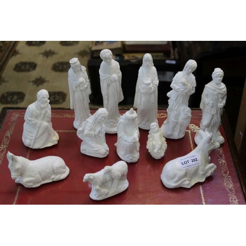 202 - A cast plaster nativity