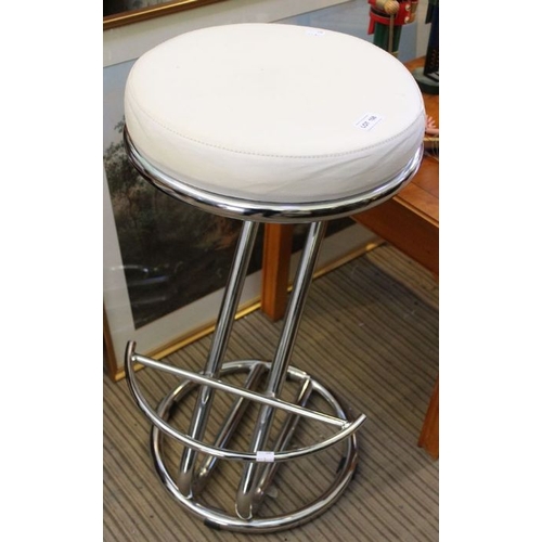 276 - Cream leather stool, 75cm high