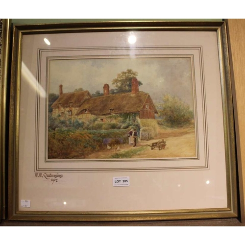 285 - W W Quatremain watercolour 'Ann Hathaways Cottage', 24cm x 34cm, framed