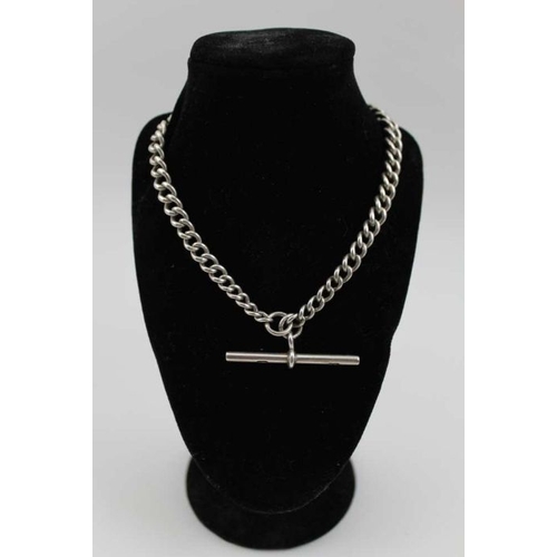 3 - A silver double Albert watch chain, with 