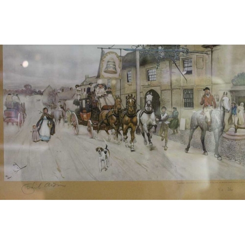 324 - A pair of Cecil Aldin signed prints, 'Bell Inn' & 'Bull Inn'