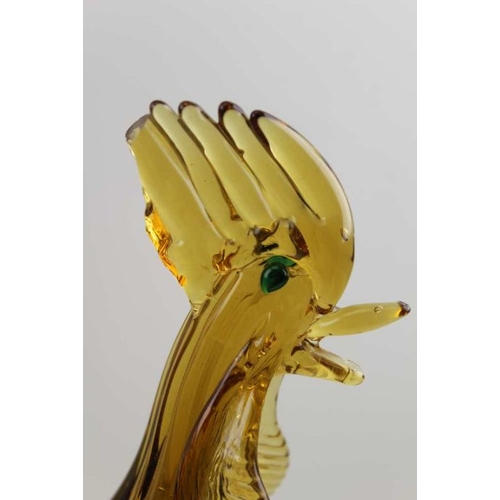 50 - A 20th century Murano glass rooster, raised on outswept fluted base, 37cm high, a piece is broken of... 