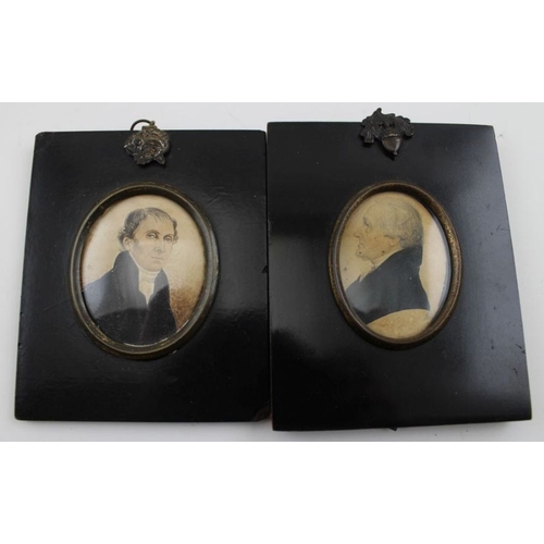 84 - A collection of seven framed miniature portraits, includes pencil, watercolour and printed