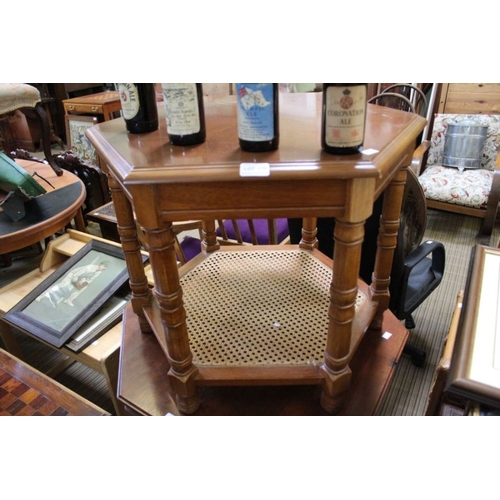 186 - A modern hexagonal topped coffee table with bergere undertier