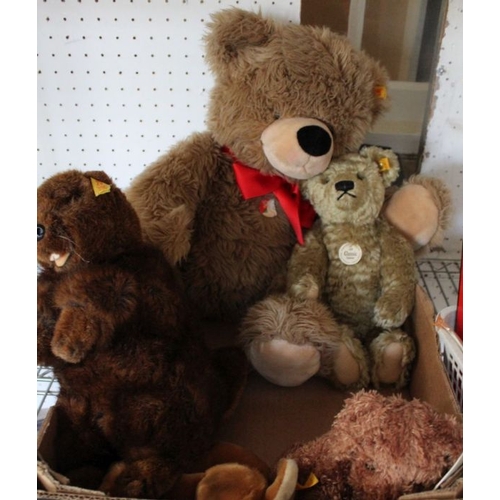 3 - A selection of Steiff stuffed toys, to include beaver, deer and teddy bears, together with a Hamley'... 