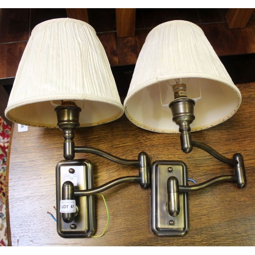 4 - Pair of adjustable wall lights with shades