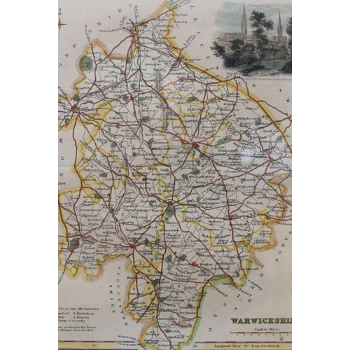 104 - A framed map of Warwickshire, a quantity of Royal Ephemera and two oil paintings.