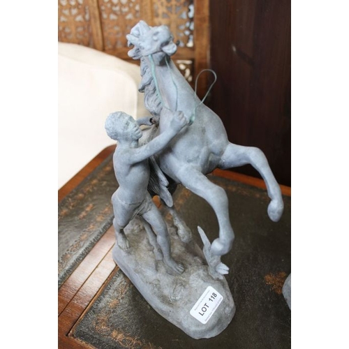 118 - Pair Spelter Marley horses