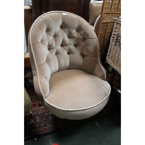 131 - An early 20th century mushroom upholstered velour nursing chair