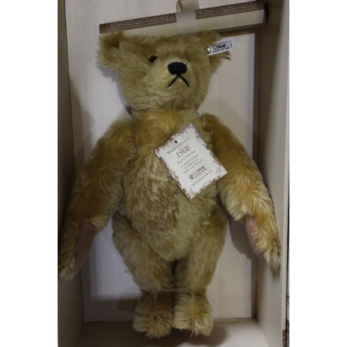 177 - A Steiff limited edition replica 1908 plush teddy bear, with certificate, in original box