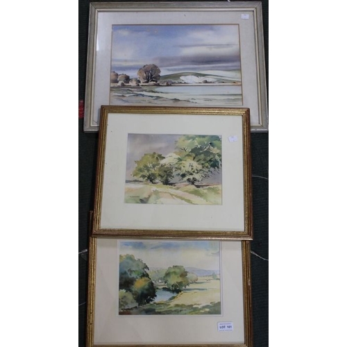 181 - Peter Cornwell, three framed watercolour paintings, includes 